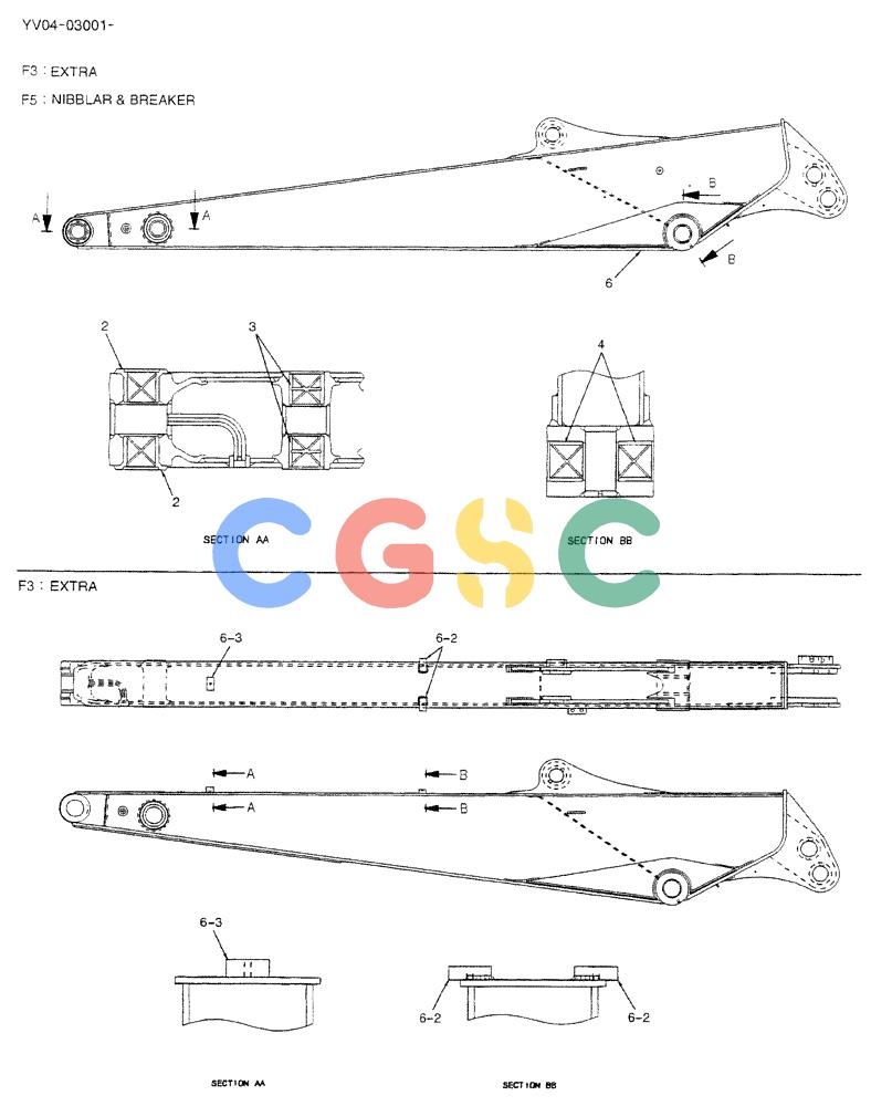 神钢零件查询(BREAKER) - ATTACHMENT (N&B) - SK115SR & SK135SR - ASN YV04, YY04, YH04-03001 (9/04-) (02-027[01]) - ARM, LONG 2.7M Kobelco