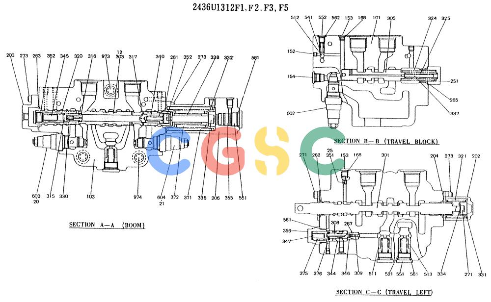 神钢零件查询(K907LC) - MARK II EXCAVATOR ASN YQ0565 (GLOBAL) (1/87-12/03) (11-038[02]) - VALVE ASSY, CONTROL (2436U1312F1) Kobelco