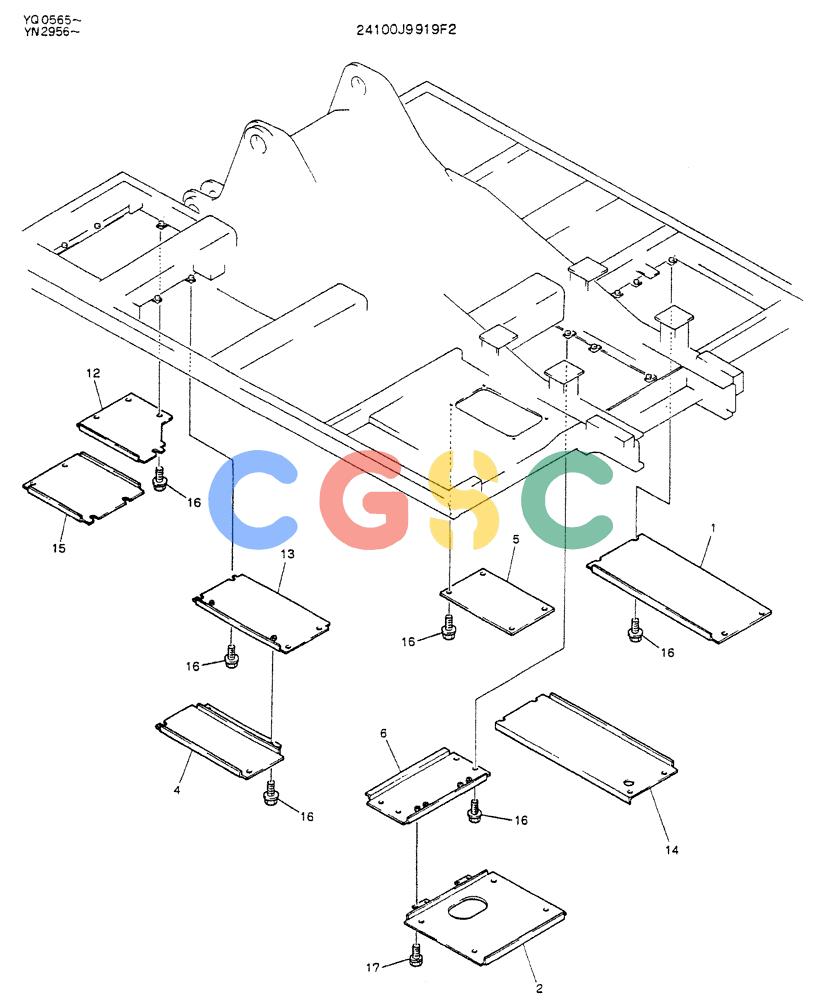 神钢零件查询(K907LC) - MARK II EXCAVATOR ASN YQ0565 (GLOBAL) (1/87-12/03) (02-019) - COVER ASSY, UNDER (24100J9919F2) Kobelco