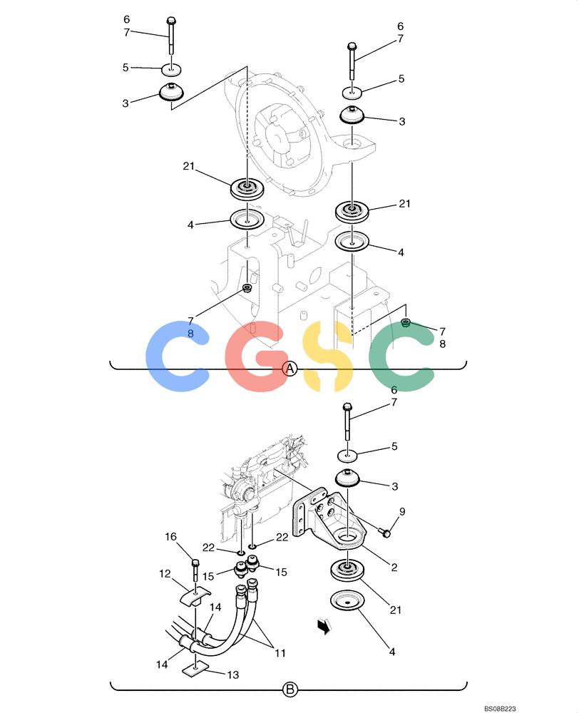 纽荷兰零件查询(E70BSR) - COMPACT CRAWLER EXCAVATOR BTW YT05-15001 - 18000 (NA) (4/08-) (02-06-00[02]) - ENGINE INSTALLATION (YT02P00011F1), PAGE 2 OF 2 New Holland Constructuion