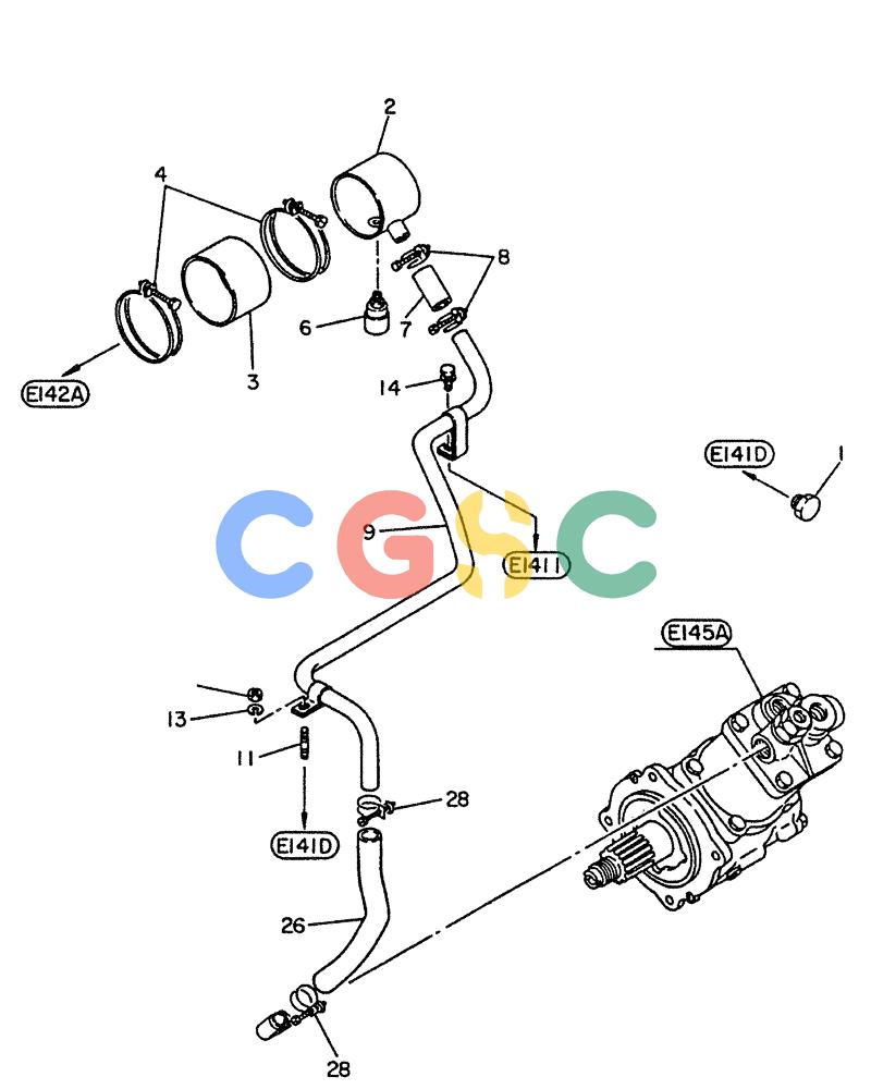 神钢零件查询(PE6T04) - NISSAN DIESEL ENGINE - LK900 & LK700A W/TURBO (1/03-12/06) (03-010[01]) - COMPRESSOR-AIR, (FITTING PARTS) (INLET HOSE) Kobelco