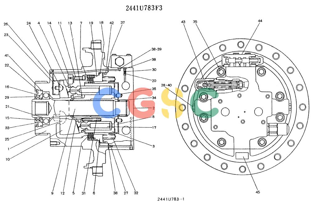 神钢零件查询(K907LC) - MARK II EXCAVATOR BTW YQU0001 - YQU0400 (1/87-12/03) (11-028) - MOTOR ASSY (PROPELLING) Kobelco