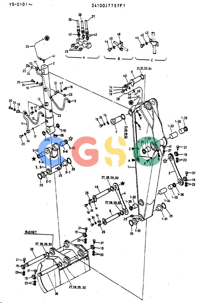 神钢零件查询(MD400LC) - EXCAVATOR BTW YS0101 - YS0200 (1/80-12/06) (07-004) - ARM ASSY, SHORT Kobelco