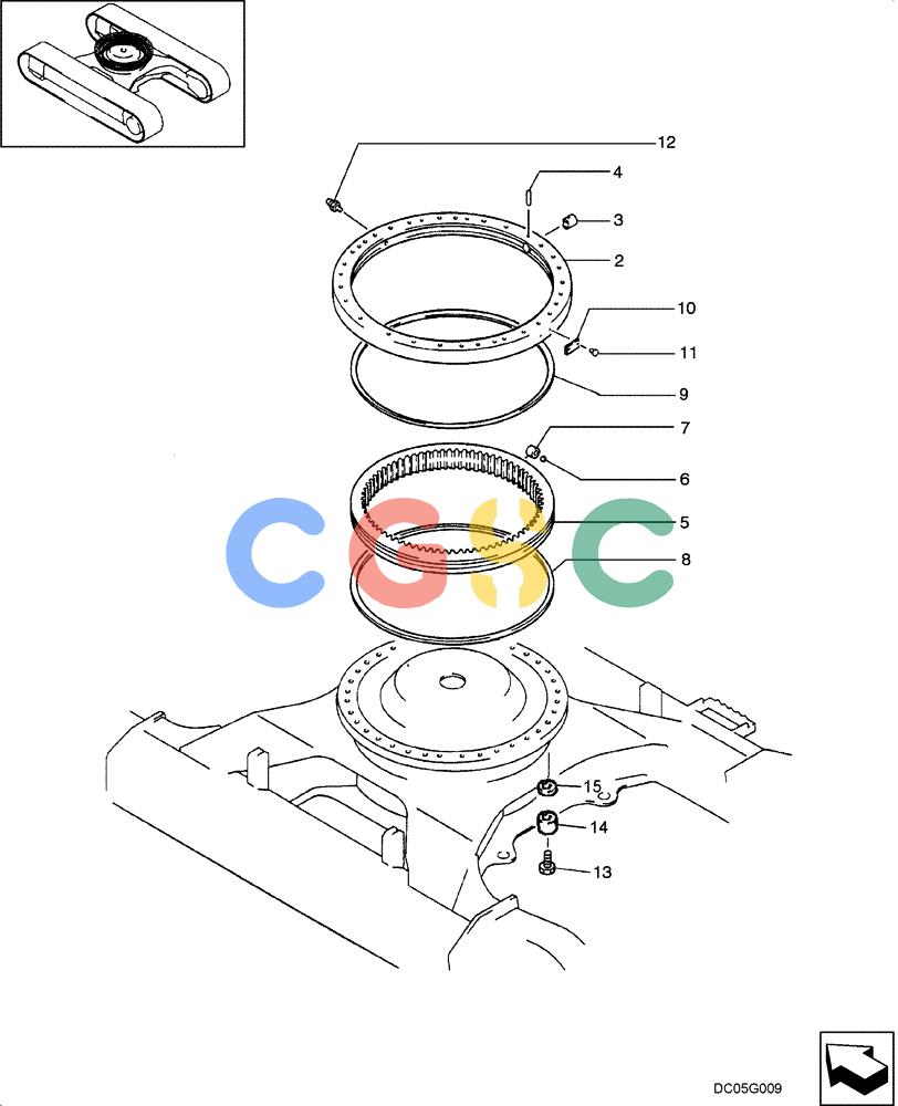 纽荷兰零件查询(EH215) - CRAWLER EXCAVATOR (9/03-) (09 -02[00]) - TURNTABLE BEARING (HIGH & WIDE) New Holland Constructuion