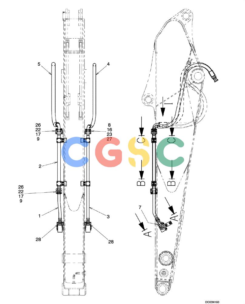 纽荷兰零件查询(EH215) - CRAWLER EXCAVATOR (9/03-) (08 -52[00]) - HYDRAULIC LINES - ARM, NIBBLER & BREAKER New Holland Constructuion