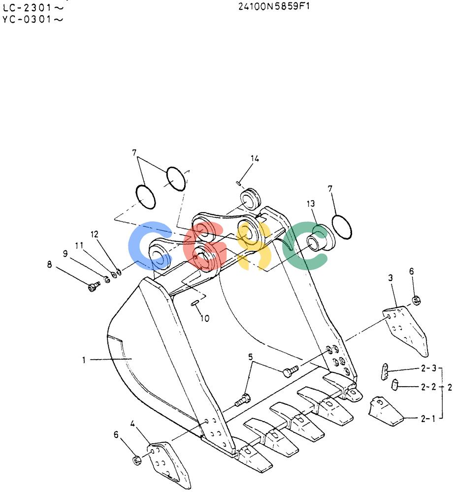 神钢零件查询(K912LC) - MARK II EXCAVATOR ASN YC-0301 (1/88-12/03) (07-003) - BUCKET ASSY, 1.2M Kobelco