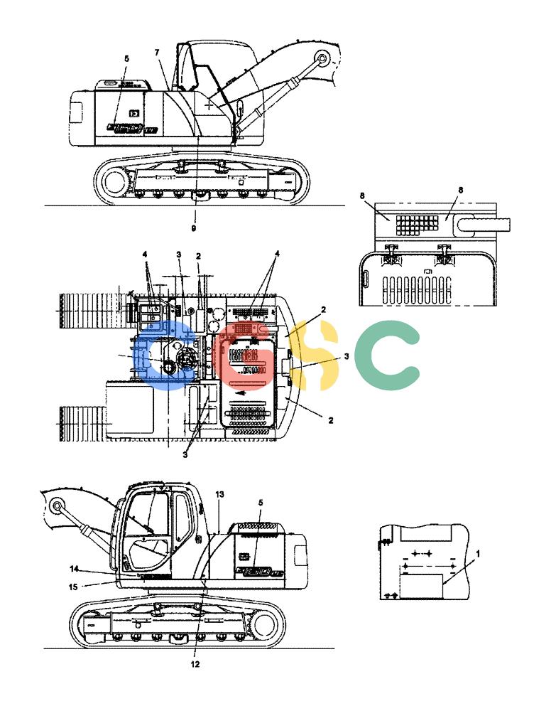 纽荷兰零件查询(E160) - CRAWLER EXCAVATOR (N.A.) (1/06-) (09 -54[00]) - DECALS - FRAME (POSITION) (YM22TU00020F1) New Holland Constructuion