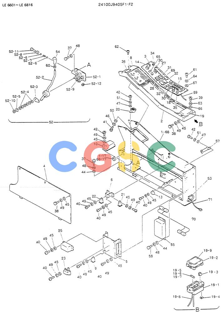 神钢零件查询(K903) - MARK II EXCAVATOR BTW LE6601 - LE7871 (1/88-12/03) (05-012) - PANEL ASSY INST (FOR WRIST CONTROL), P/N-24100J9405F1 Kobelco