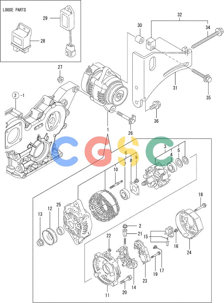 纽荷兰零件查询(E35SR) - COMPACT CRAWLER EXCAVATOR ASN PX13-15001 (N6TN61732) (NA) (1/06-) (08-015) - GENERATOR New Holland Constructuion
