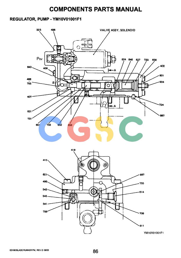 神钢零件查询(ED190LC-6E) - BLADE RUNNER EXCAVATOR/DOZER BTW YL03U0136 - YL03U0292 (1/05-12/06) (07-018[00]) - REGULATOR, PUMP (YM10V01001F1) Kobelco