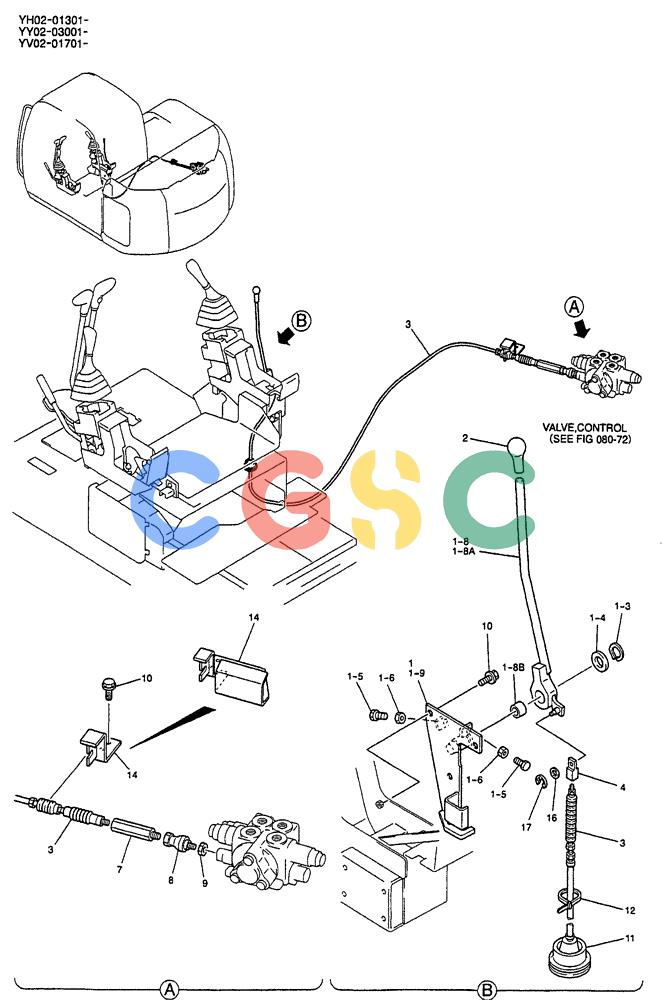 神钢零件查询(ED150) - BLADE RUNNER EXCAVATOR/DOZER BTW YL04-00501 - YL04-00554 (4/03-10/03) (07-030[01]) - CONTROL LINES, REMOTE P/N YV68H00005F2 Kobelco