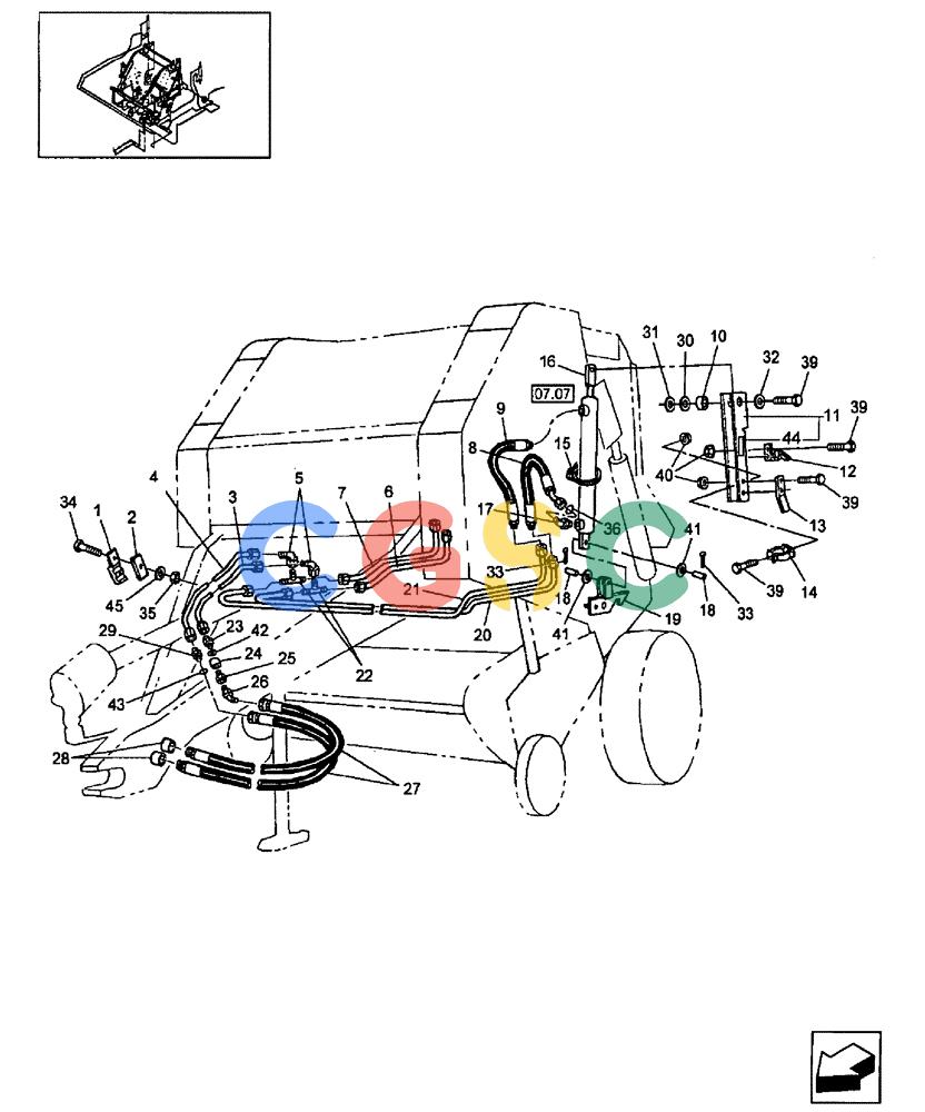 凯斯零件查询(RBX442) - CASE IH ROUND BALER (9/02-7/05) (07.05) - HYDRAULICS, TAILGATE LIFT Case Agriculture