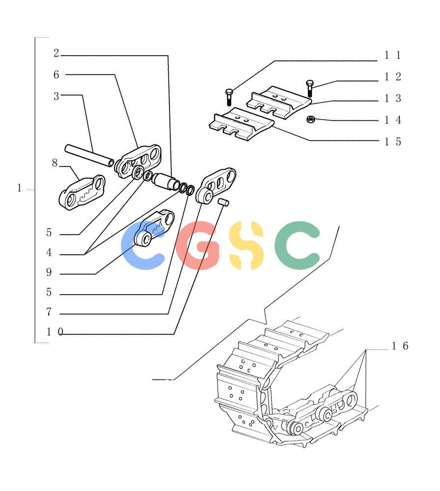 纽荷兰零件查询(DC150.B) - CRAWLER DOZER TIER 2 (3/03-) (9.349[01]) - SALT TRACK CHAIN - SHOES (1GR.L=800MM/LGP) - OPTIONAL CODE 784178021 - VERSION (03) New Holland Constructuion