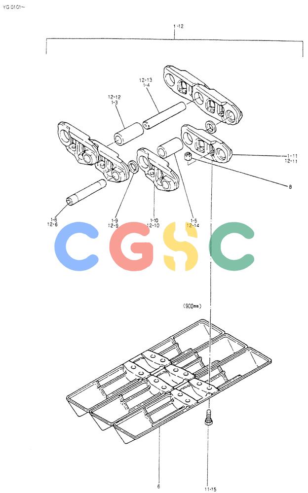 神钢零件查询(K907CLC) - EXCAVATOR BTW YG0101 - YG0500 (1/85-12/03) (07-008) - INSTAL, CRAWLER TRACK (FOR LONG CRAWLER) (FOR WET LAND) Kobelco