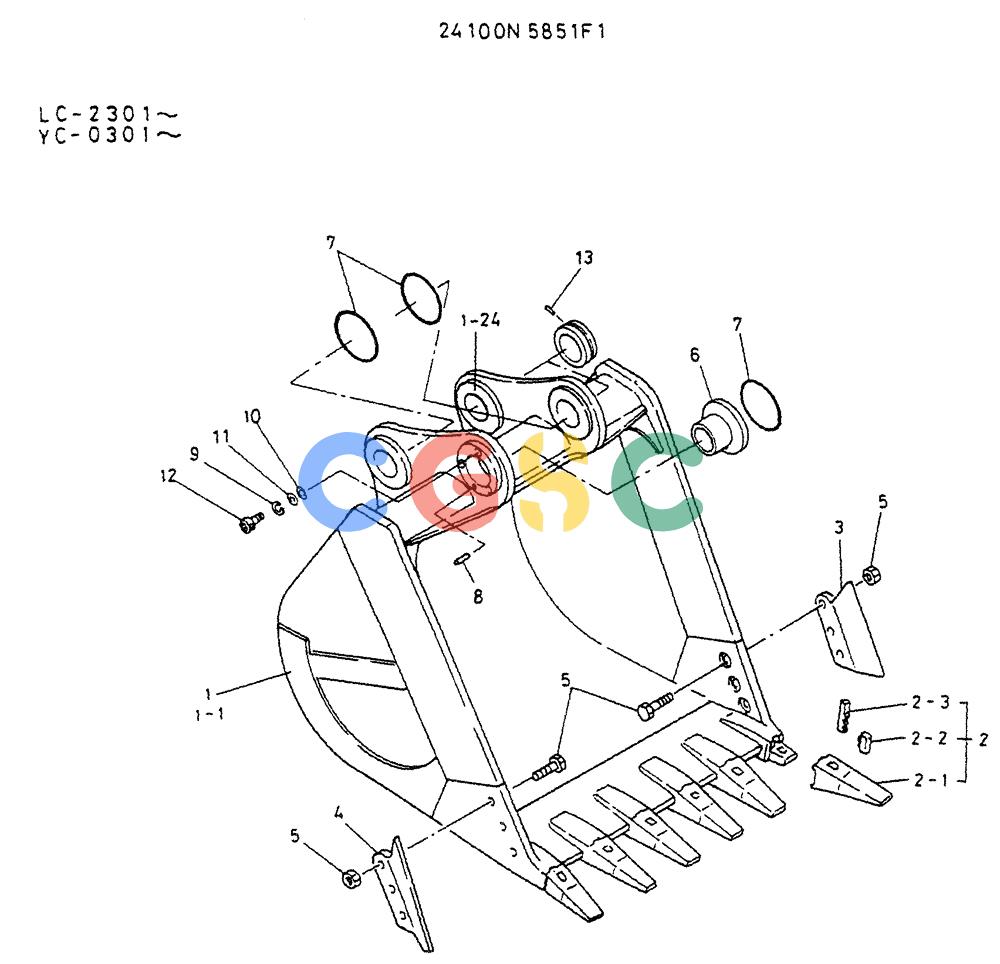 神钢零件查询(K912LC) - MARK II EXCAVATOR ASN YC0301-0737 (1/88-12/03) (09-009) - BUCKET ASSY, 1.2M CUBIC Kobelco