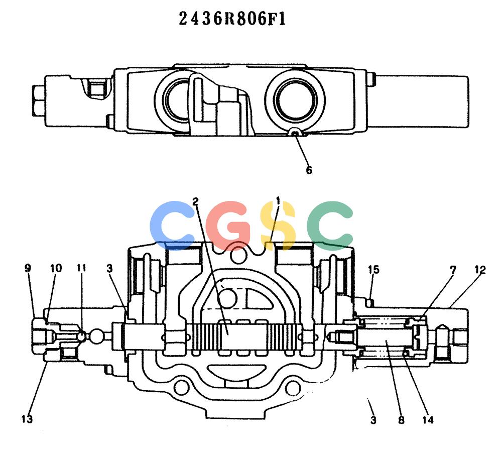 神钢零件查询(K904) - MARK II EXCAVATOR ASN YW1119 (1/88-12/03) (11-014) - SPOOL ASSY, P/N 2436R806F1 Kobelco