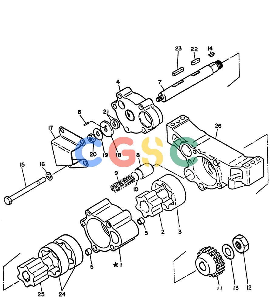 神钢零件查询(PE6T04) - NISSAN DIESEL ENGINE - LK900 & LK700A W/TURBO (1/03-12/06) (04-002) - PUMP-OIL, (INNER PARTS) Kobelco