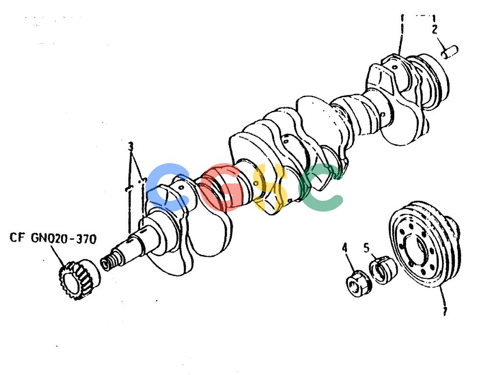 神钢零件查询(6D31-T) - MITSUBISHI DIESEL ENGINE - MD200BLC EXCAVATORS (1/06-12/06) (01-011) - CRANKSHAFT AND PULLEY Kobelco