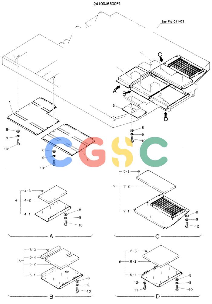 神钢零件查询(K904EL) - EXCAVATOR ASN LX1401 (1/86-12/03) (02-017) - COVER ASSY, UNDER, P/N 24100J6300F1 Kobelco