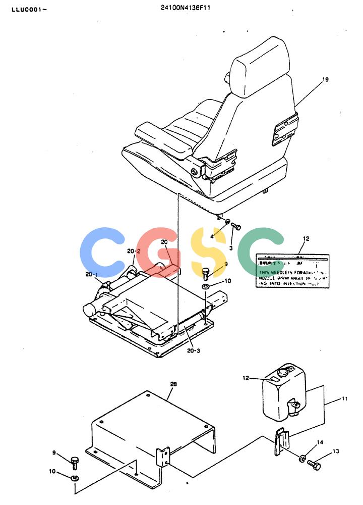 神钢零件查询(MD240BLC) - EXCAVATOR BTW LLU0001 - LLU0300 (1/80-12/06) (02-004) - SEAT ASSY 24100N4136F11 Kobelco