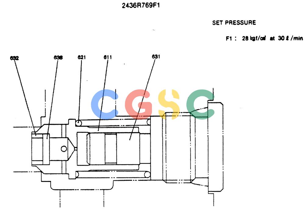 神钢零件查询(MD140C) - EXCAVATOR ASN YPU00501 (1/80-12/06) (12-003) - VALVE ASSY, RELIEF - 2436R769F1 Kobelco