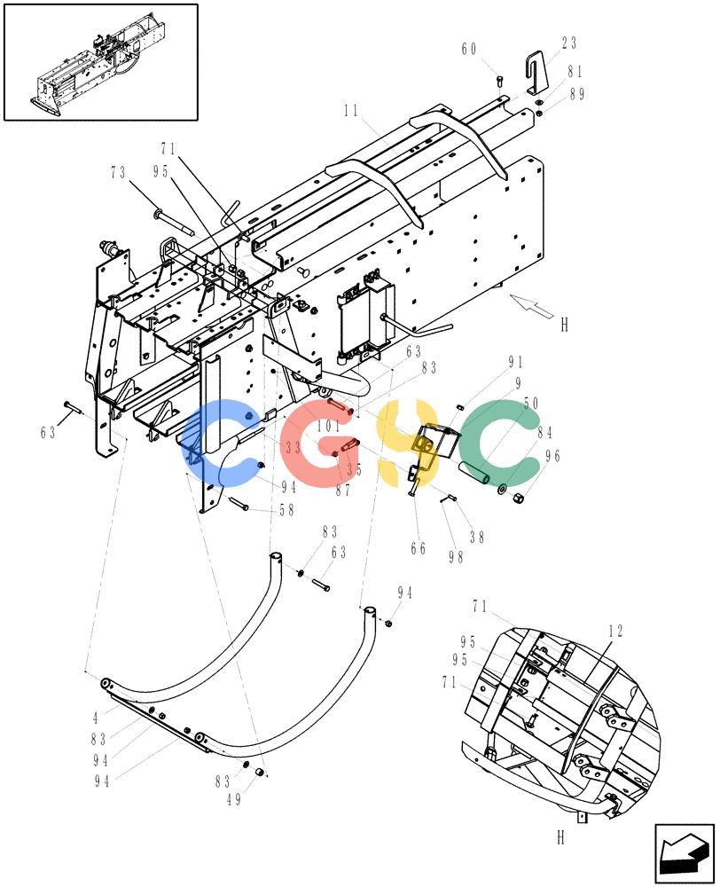 凯斯零件查询(SB541) - SMALL SQUARE BALER (9/08-12/15) (62.140.03[2]) - BALE TENSION RAIL & NEEDLE YOKE GUARD, SB541 Case Agriculture