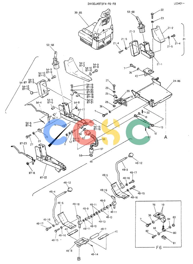 神钢零件查询(K903B) - EXCAVATOR ASN LE3401 (1/85-12/03) (03-007[02]) - CONTROL ASSY (DOZER & EXTRA) (FOR EXPORT) P/N 24100J4973F4 Kobelco