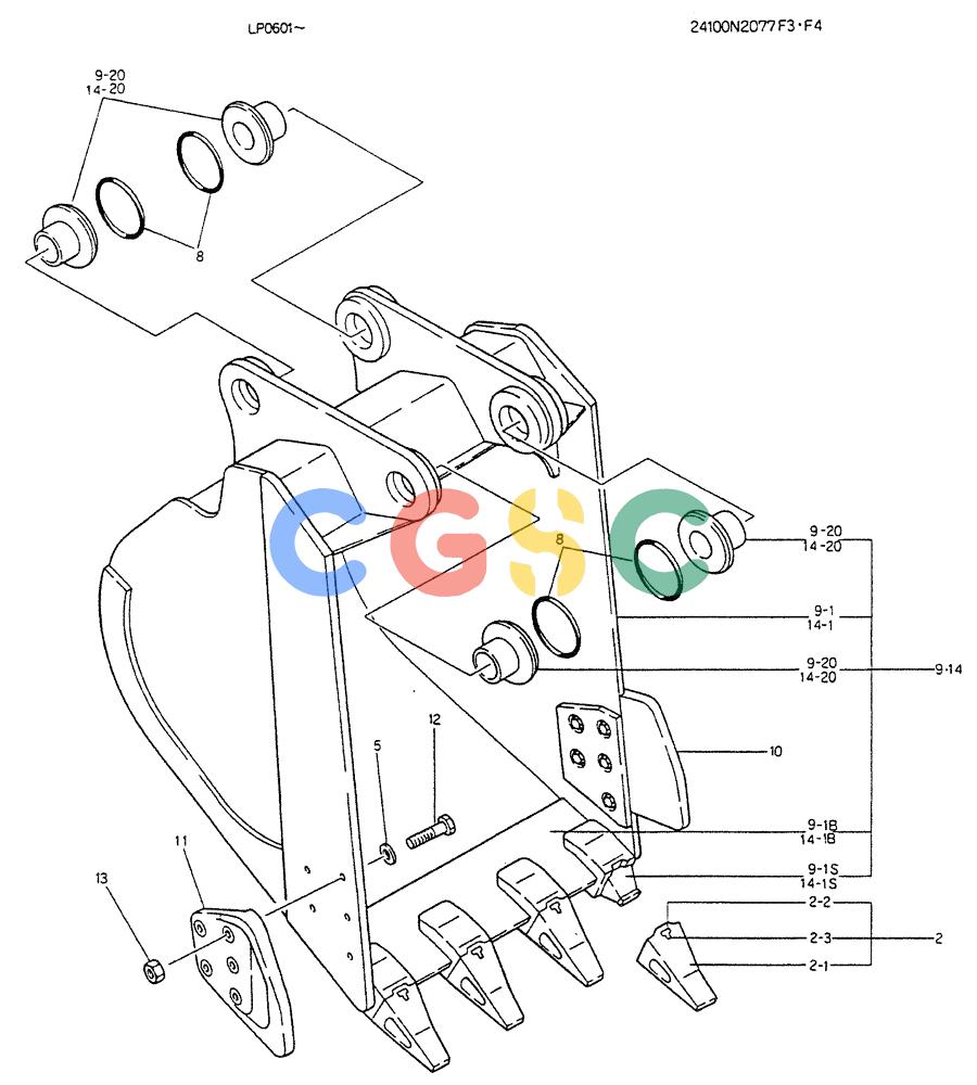 神钢零件查询(K905) - EXCAVATOR BTW LP0601 - LP1600 (1/82-12/03) (07-006) - BUCKET ASSY, 0.35M3 Kobelco