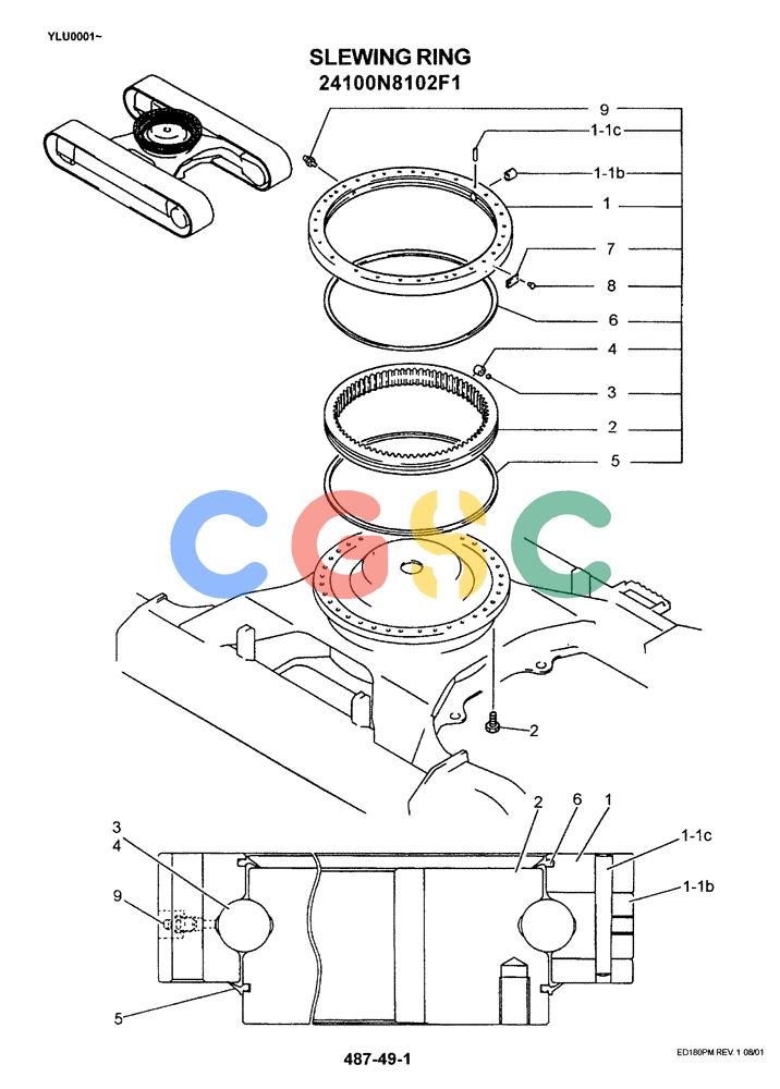 神钢零件查询(ED180) - BLADE RUNNER EXCAVATOR/DOZER ASN YLU0001 (1/99-12/01) (07-008) - SLEWING RING Kobelco