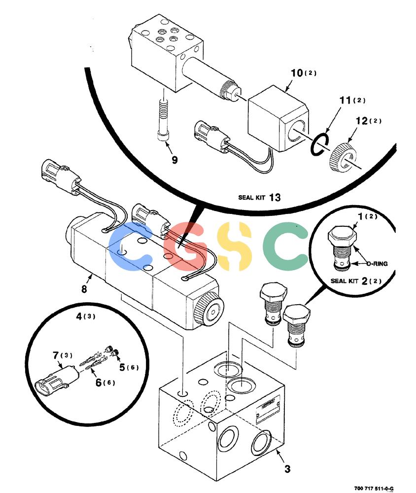 凯斯零件查询(RS561A) - CASE IH ROUND BALER (1/99-12/00) (8-042) - HYDRAULIC CONTROL VALVE ASSEMBLY, MESH WRAP, 700717511 COMPLETE Case Agriculture