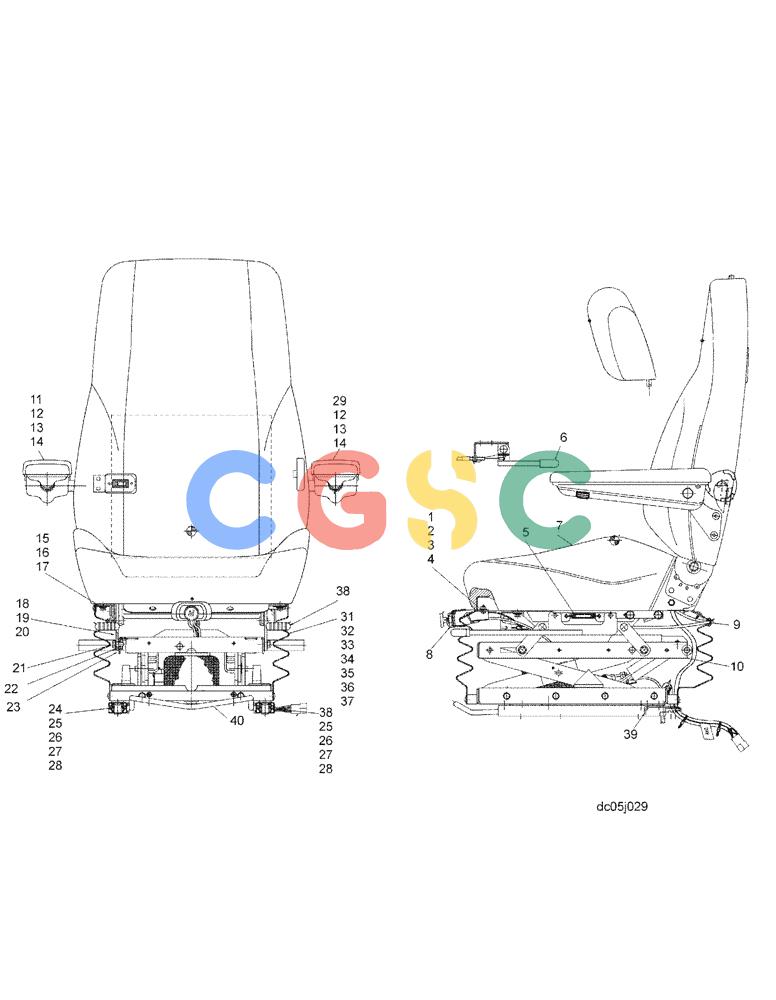 纽荷兰零件查询(E215) - CRAWLER EXCAVATOR (NA) - ASN N6DA21215 (1/06-) (09 -40[00]) - SEAT ASSEMBLY (YM25MU0007F1) New Holland Constructuion