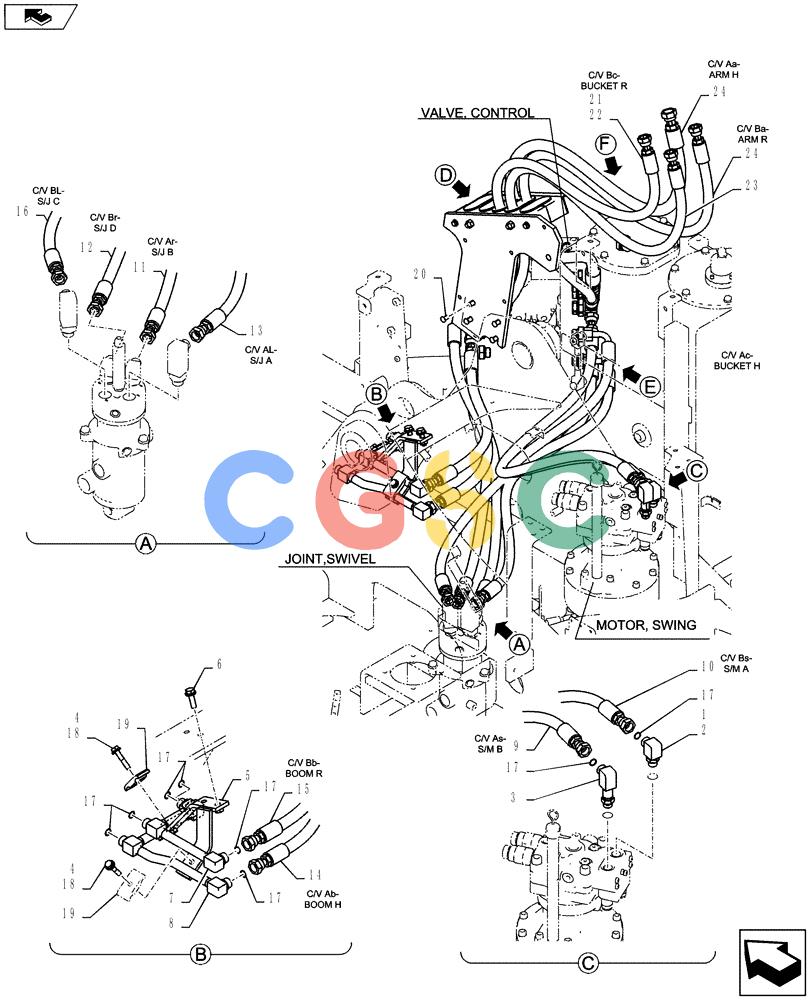 纽荷兰零件查询(E135BSRLC) - CRAWLER EXCAVATOR ASN YH06-08001 (01-021[01]) - HYDRAULIC LINES, UPPER New Holland Constructuion