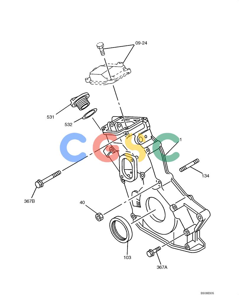 纽荷兰零件查询(E70BSR) - COMPACT CRAWLER EXCAVATOR BTW YT05-15001 - 18000 (NA) (4/08-) (09-09-00[01]) - TIMING GEAR CASE AND FLYWHEEL HOUSING, PAGE 1 OF 2 New Holland Constructuion