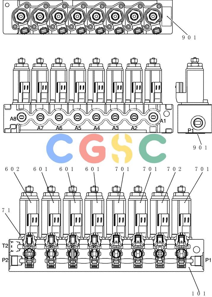神钢零件查询(200-8) - EXCAVATOR S/N YN11-45001 - (1/06-12/09) (HC850-01-1) - VALVE ASSY, SOLENOID Kobelco