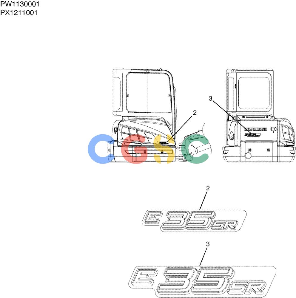 纽荷兰零件查询(E35SR) - COMPACT CRAWLER EXCAVATOR ASN PX13-15001 (N6TN61732) (NA) (1/06-) (06-011) - NAME PLATE INSTAL, P/N PX22T00072F2 New Holland Constructuion