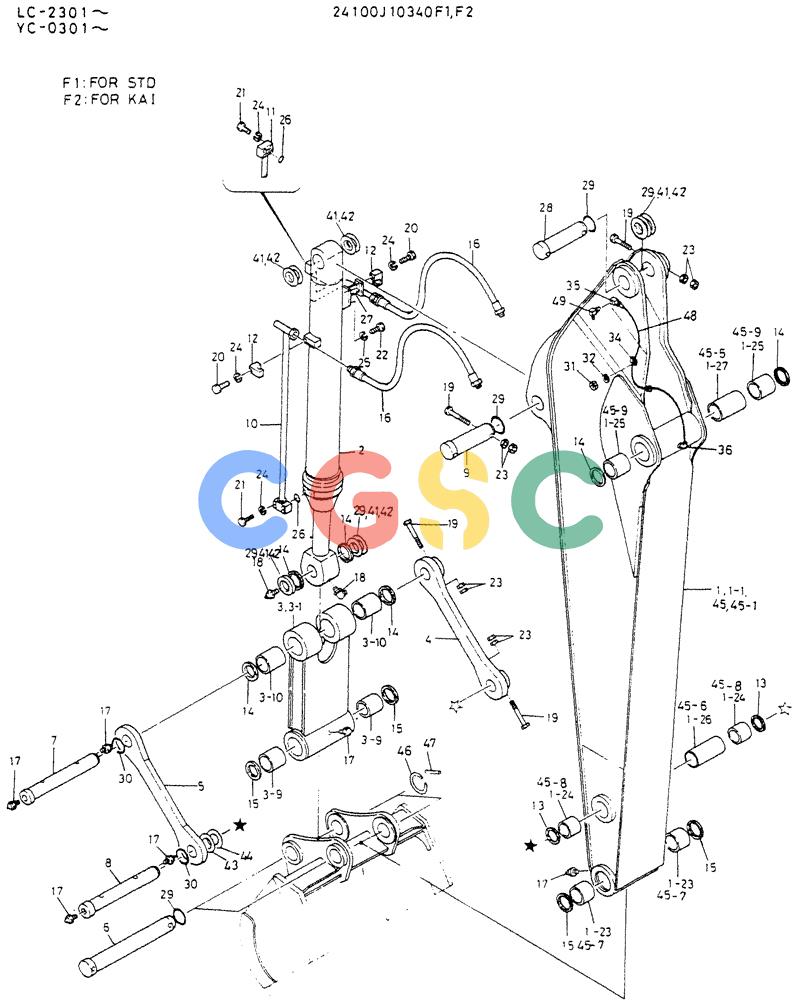 神钢零件查询(K912LC) - MARK II EXCAVATOR ASN YC-0301 (1/88-12/03) (07-002[02]) - ARM ASSY, 3.1M Kobelco
