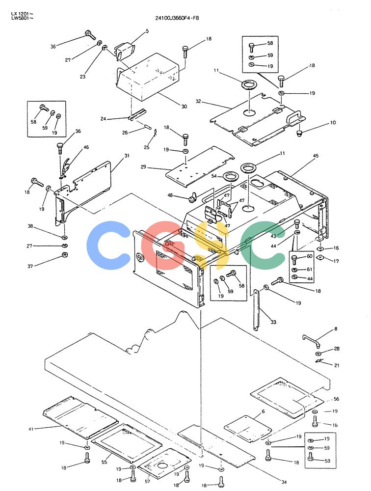 神钢零件查询(K904DL) - EXCAVATOR ASN LX1201 (1/84-12/03) (02-020) - GUARD ASSY (FOR EXPORT) P/N 24100J3660F4,F8 Kobelco
