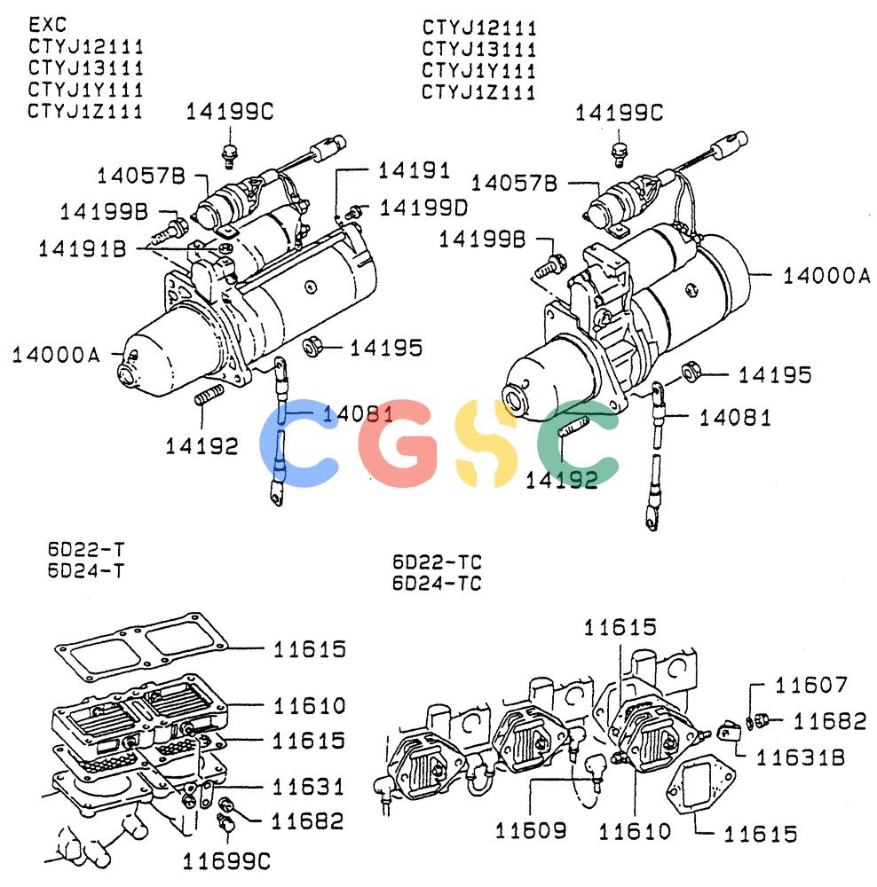 神钢零件查询(6D22-TC) - MITSUBISHI DIESL ENGINE - SK EXCAVATORS (1/06-12/06) (06-001[01]) - STARTER Kobelco