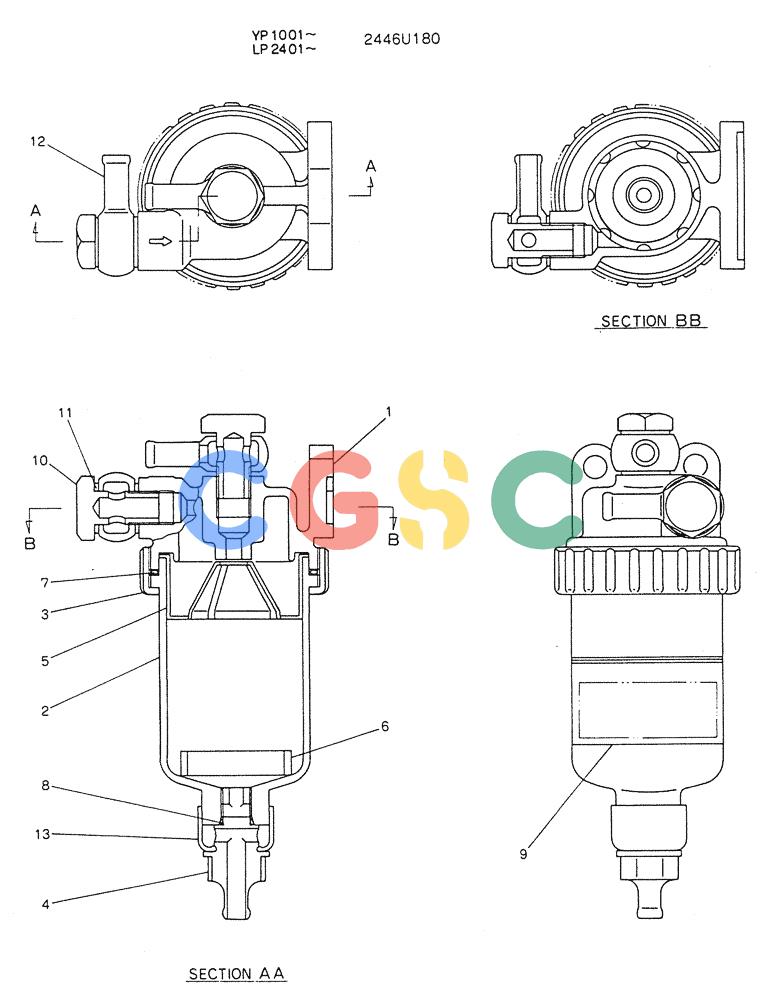 神钢零件查询(K905LC) - MARK II EXCAVATOR BTW YP1001 - YP1281 (1/87-12/03) (05-008) - FILTER ASSY Kobelco