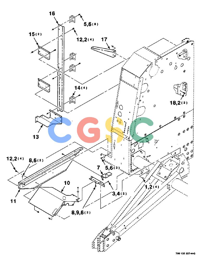 凯斯零件查询(RS551) - CASE IH ROUND BALER (1/99-12/00) (7-16) - SHIELD SUPPORT AND HINGE ASSEMBLIES, LEFT Case Agriculture