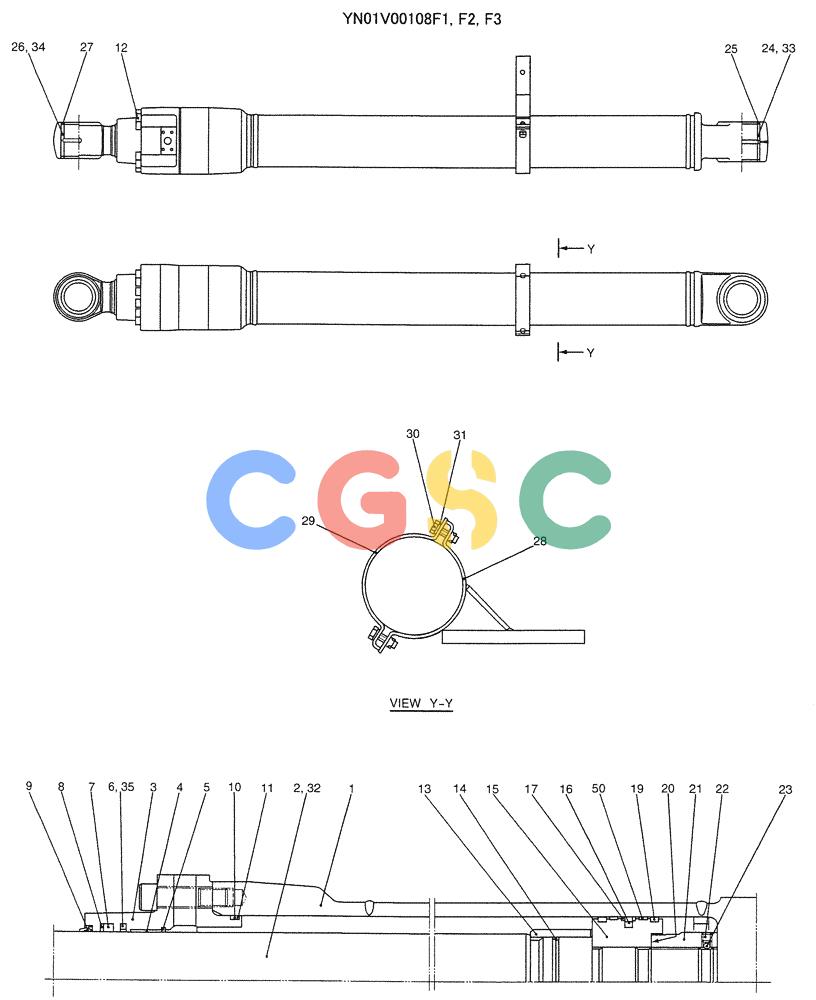 纽荷兰零件查询(E235SRLC) - CRAWLER EXCAVATOR BTW YU04-00837 - YU04-01417 (07-017) - CYLINDER ASSY, BOOM (L.H.) New Holland Constructuion