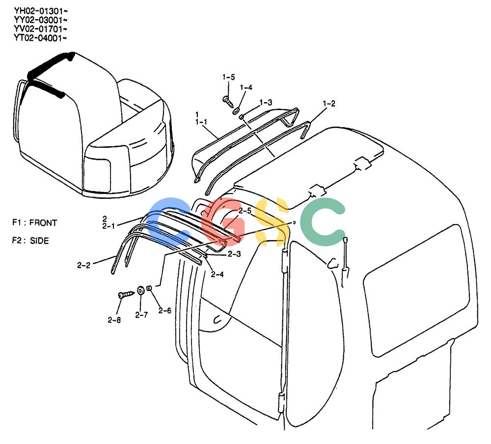 神钢零件查询(ED150) - BLADE RUNNER EXCAVATOR/DOZER BTW YL04-00501 - YL04-00554 (4/03-10/03) (05-003) - SUN VISOR ASSY Kobelco