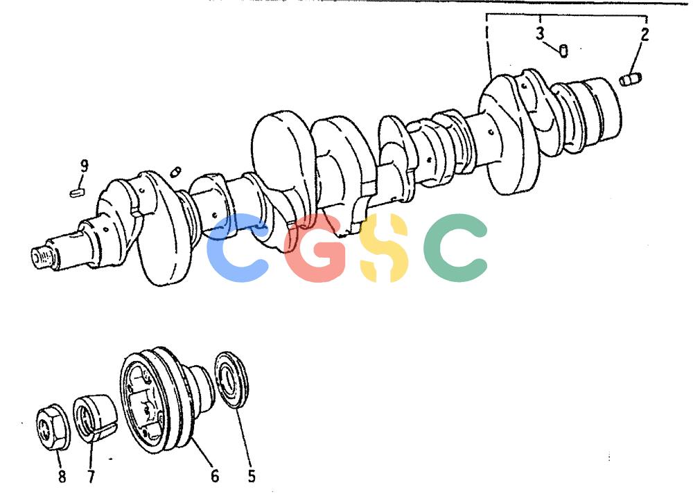 神钢零件查询(6D16-T) - MITSUBISHI DIESEL ENGINE - K909LC & MD240BLC (1/87-12/06) (01-018) - CRANKSHAFT & PULLEY P/N ME072238 Kobelco
