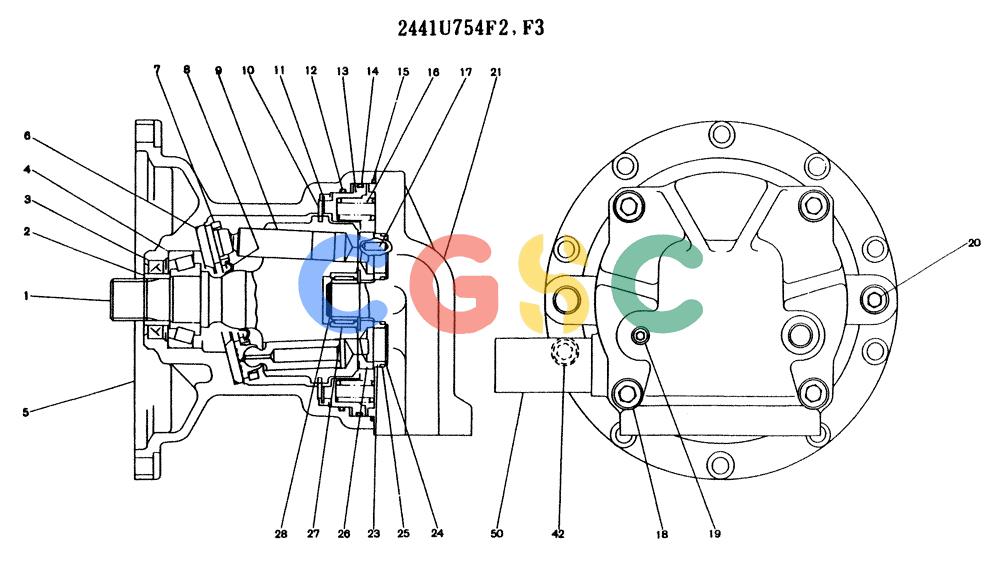 神钢零件查询(K904L) - MARK II EXCAVATOR ASN LX1526 (1/88-12/03) (11-060) - MOTOR ASSY (SWING) Kobelco