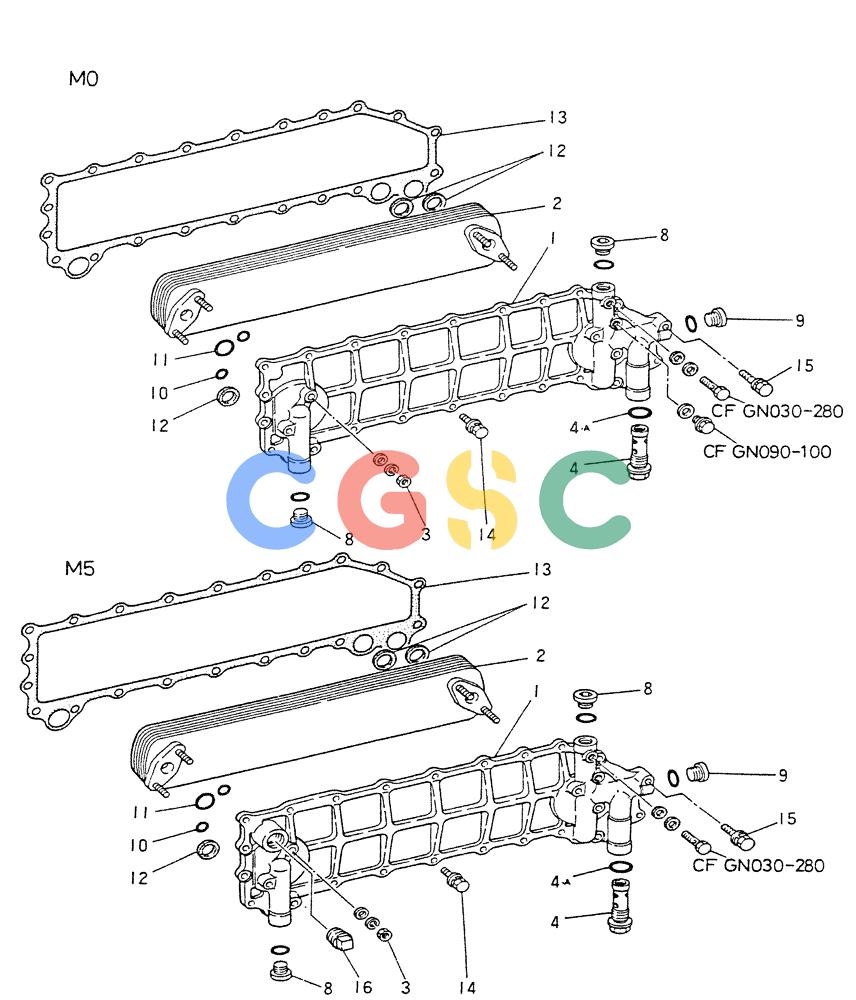 神钢零件查询(6D22-TC) - MITSUBISHI DIESEL ENGINE - K909A, K912A, K916, & K935 (1/76-12/06) (02-011) - OIL COOLER Kobelco