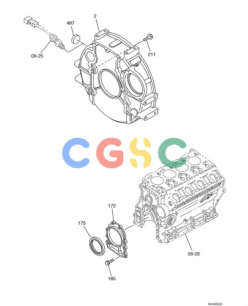 纽荷兰零件查询(E70BSR) - COMPACT CRAWLER EXCAVATOR BTW YT05-15001 - 18000 (NA) (4/08-) (09-09-00[02]) - TIMING GEAR CASE AND FLYWHEEL HOUSING, PAGE 2 OF 2 New Holland Constructuion