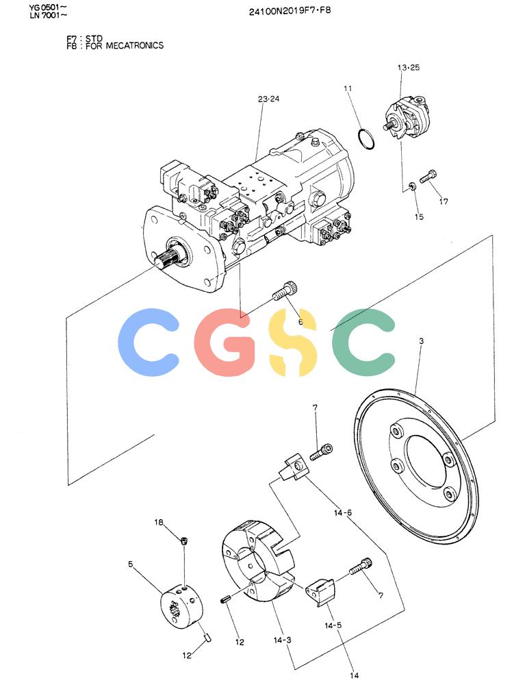 神钢零件查询(K907DLC) - EXCAVATOR ASN YG0501 (1/86-12/03) (05-005) - PUMP ASSY CONNECT Kobelco