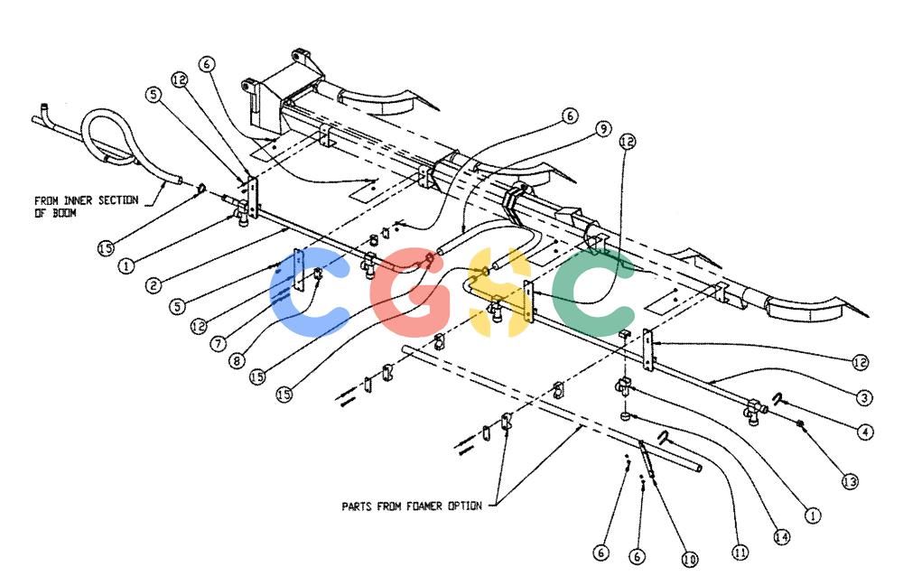 凯斯零件查询(FLEX-AIR) - APPLICATOR (1995-1997) (2/95-2/97) (12-017) - BOOM PLUMBING, LH, OUTER Case Agriculture