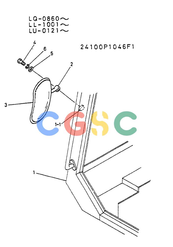 神钢零件查询(K935) - EXCAVATOR SUPPLEMENT ASN LU00154 (1/76-12/03) (02-020) - MIRROR ASSY Kobelco