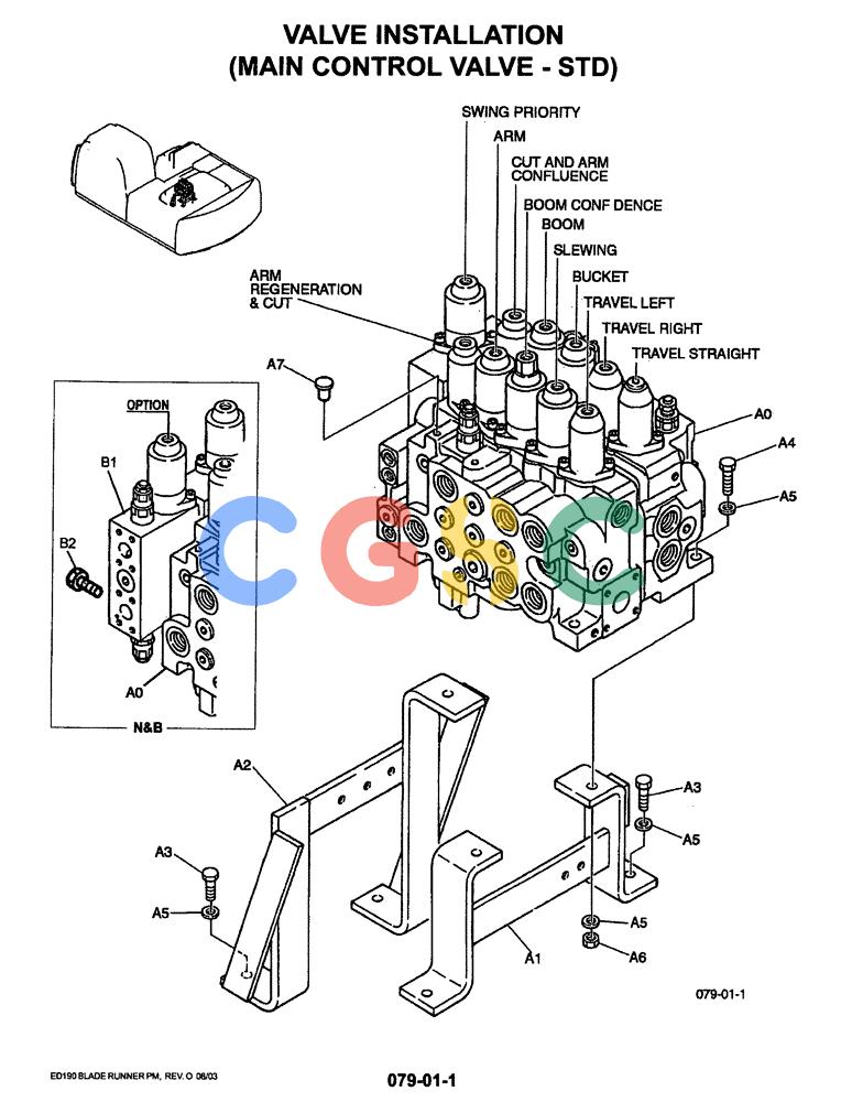 神钢零件查询(ED190LC-6E) - BLADE RUNNER EXCAVATOR/DOZER BTW YL03U0136 - YL03U0292 (1/05-12/06) (01-016) - VALVE INSTALLATION (MAIN CONTROL VALVE - STD) Kobelco